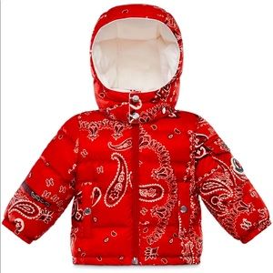 MONCLER RED PAISLEY BABY Enfant GOOSE DOWN PUFFER SZ 9-12mnths NEW!! W/tags!